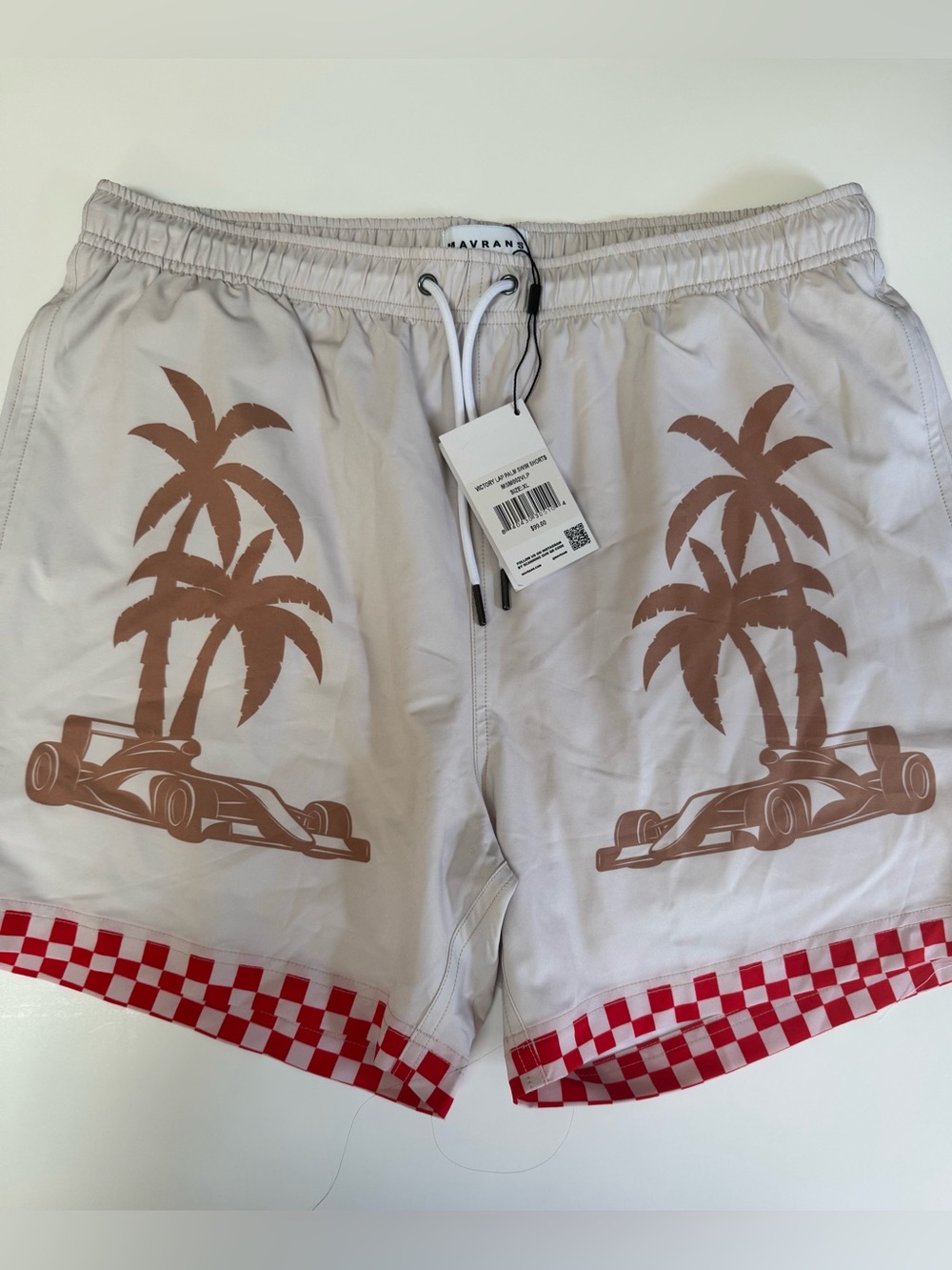 NWT! Mavrans Mens Vacation Swim Shorts Size XL Beige UPF 50 Quick Dry